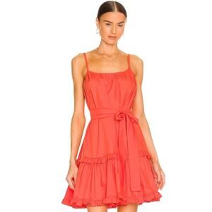 SELMACILEK Belt Detailed Poplin Mini Dress in Reddish Orange NWT SIze Sm…